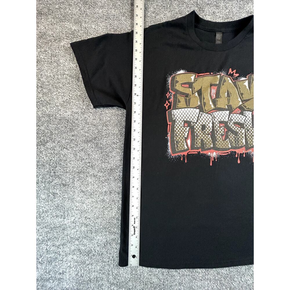 Stay Fresh Graphic T-Shirt Black Streetwear Graffiti Tee Adult Large - Picture 5 of 6